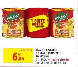 Intermarché PANZANI Ravioli Sauce Tomate Cuisinée offre