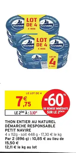 Intermarché Petit Navire Thon entier au naturel offre