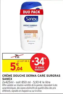 Intermarché Sanex Crème douche derma care surgras offre