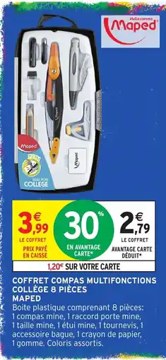 Intermarché Maped COFFRET COMPAS MULTIFONCTIONS COLLÈGE 8 PIÈCES offre