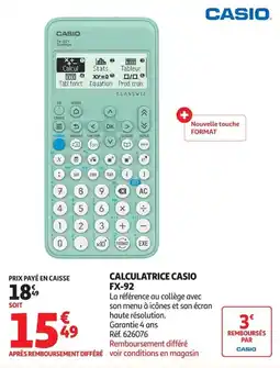 Auchan Supermarché CASIO CALCULATRICE FX-92 offre
