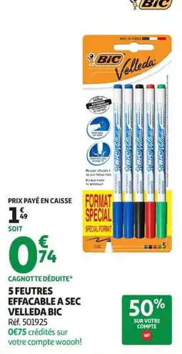Auchan Supermarché BIC Feutres effaçable à sec Velleda offre