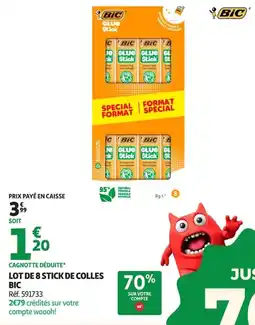 Auchan Supermarché Bic lot de 8 stick de colles offre
