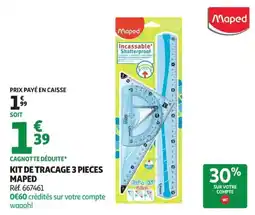 Auchan Supermarché Maped Kit de tracage 3 pieces offre