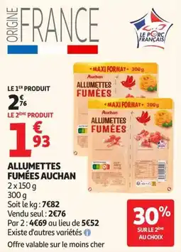 Auchan Supermarché Auchan Allumettes fumées offre