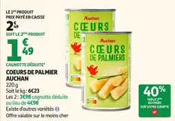 Auchan Supermarché Auchan cœurs de palmiers offre