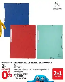 Auchan Supermarché Exacompta chemise carton 3 rabats offre