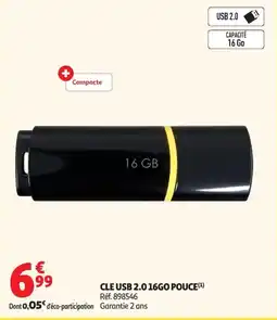 Auchan Supermarché CLE USB 2.0 16GO POUCE offre
