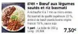 Thiriet Bœuf aux légumes sautés et riz basmati offre