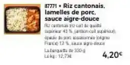 Thiriet 87771 Riz cantonais, lamelles de porc, sauce aigre-douce offre