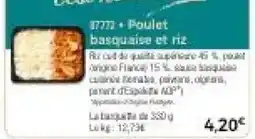 Thiriet Poulet basquaise et riz offre