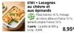 Thiriet Lasagnes au chèvre et aux épinards offre