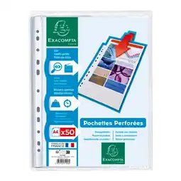 Auchan Supermarché Exacompta lot de 50 pochettes perforées lisses exacompta offre