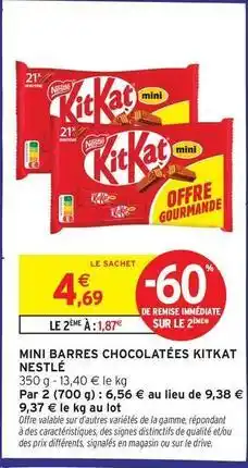 Intermarché Contact Nestlé - mini barres chocolatées kitkat offre