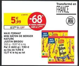 Intermarché Contact Justin bridou - maxi format mini bâton de berger nature offre