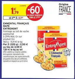 Intermarché Contact Entremont - emmental français rapé offre