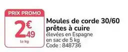 Promocash Promo - moules de corde 30/60 prêtes à cuire offre