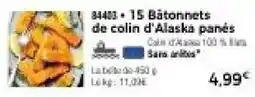 Thiriet Sara arctica Bâtonnets de colin d'Alaska panés offre