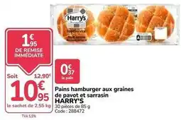 Promocash Harry's - pains hamburger aux graines de pavot et sarrasin offre