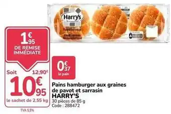 Harry's - pains hamburger aux graines de pavot et sarrasin