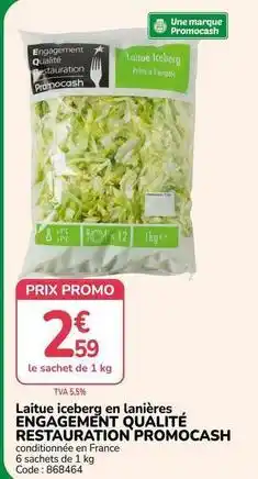 Promocash Promo - laitue iceberg en lanières engagement qualité restauration cash offre