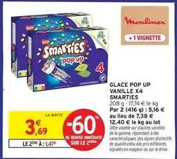 Intermarché Contact Moulinex - glace pop up vanille x4 smarties offre