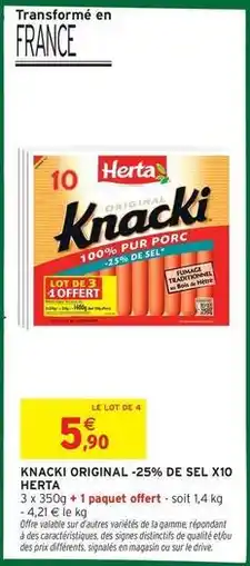 Intermarché Contact Herta - knacki original -25% de sel x10 offre