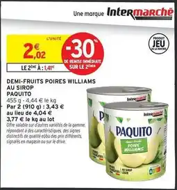 Intermarché Contact Paquito - demi-fruits poires williams au sirop offre