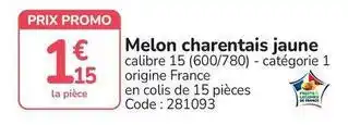 Promo - melon charentais jaune