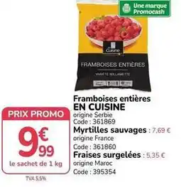 Promocash Promo - framboises entières en cuisine offre