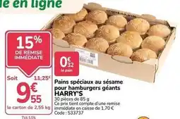 Promocash Harry's - pains spéciaux au sésame pour hamburgers géants offre