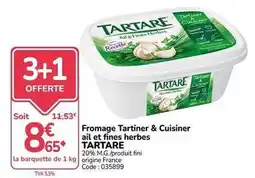 Promocash Tartare - fromage tartiner & cuisiner ail et fines herbes offre
