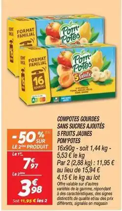 Netto Pom'potes - compotes gourdes sans sucres ajoutes 5 fruits jaumes offre