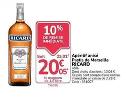 Promocash Ricard - apéritif anisé pastis de marseille offre