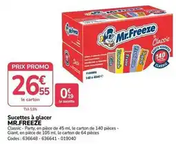 Promocash Mr. freeze - sucettes à glacer offre
