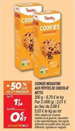 Netto Nestlé - cookies nougatine aux pepites de chocolat offre