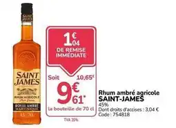 Promocash Saint james - rhum ambré agricole offre