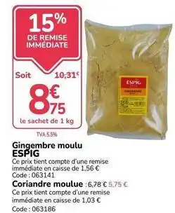 Promocash Espig - gingembre moulu offre