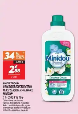 Netto Minidou - assouplissant concentre douceur coton peaux sensibles 50 lavages offre