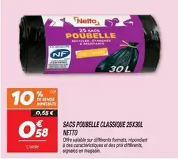 Netto Netto - sacs poubelle classique 25x30l offre