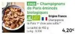 Thiriet Champignons de Paris émincés biologiques offre
