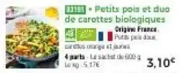 Thiriet Petits pois et duo de carottes biologiques offre