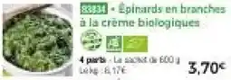 Thiriet Epinards en branches à la crème biologiques offre