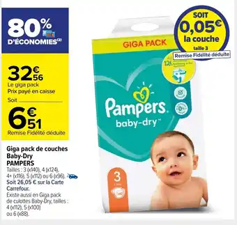 Giga pack de couches Baby-Dry Pampers