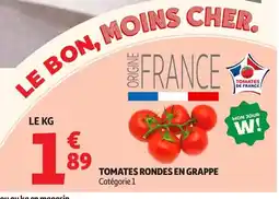 Auchan Supermarché Tomates rondes en grappe offre