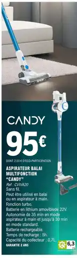 E.Leclerc Candy aspirateur balai multifonction offre