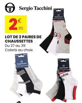 Stokomani Sergio tacchini - lot de 3 paires de chaussettes offre