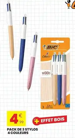 Stokomani Bic - pack de 3 stylos 4 couleurs offre