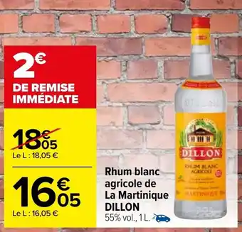 Carrefour Rhum blanc agricole de La Martinique Dillon offre