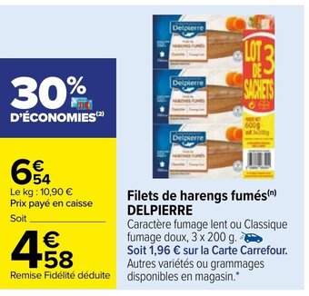 Carrefour Filets de harengs fumés Delpierre offre